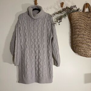Cable Knit Turtleneck Sweater‎ Grey